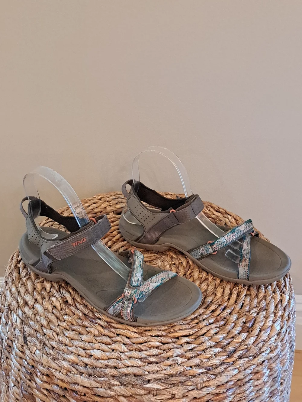 Teva Womens Terra Activewear/Outdoor Tan/Brown/Peach Print Sandals 7.5